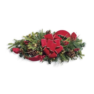 Christmas Cheer Horizontal Window Swag with Bow | Frontgate