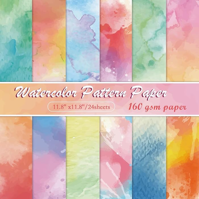 Konsait 24 Sheets Watercolor Scrapbook Paper 12x12, Double Sided Watercolor Cardstock Stationery ... | Amazon (UK)