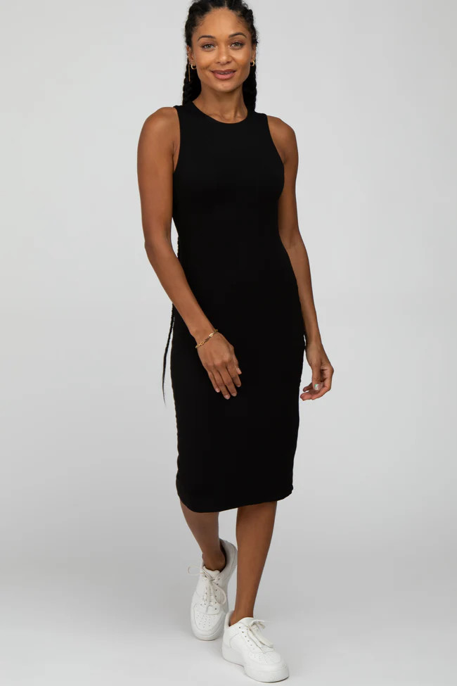 Black Fitted Sleeveless Dress | PinkBlush Maternity