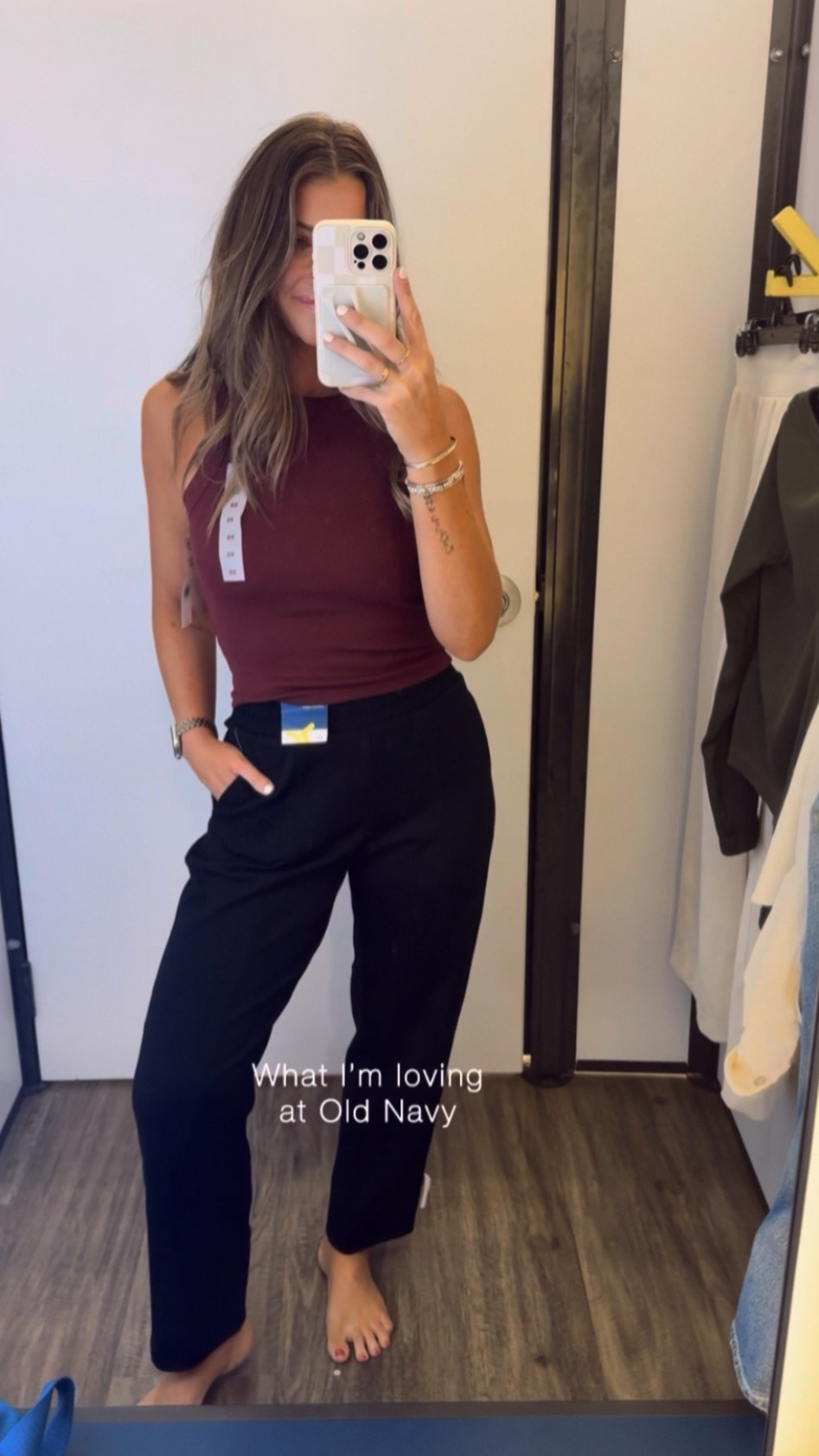 I know black is hard to see but the piping and detials on these joggers are fab. Totally could wear them to the workplace!!!! Wearing XS. I’d dress with a long sweater or a button down! Easily classy while still being comfy. Also perfect for mom life and travel! XS tank. These are my faves. I have multiple colors!


