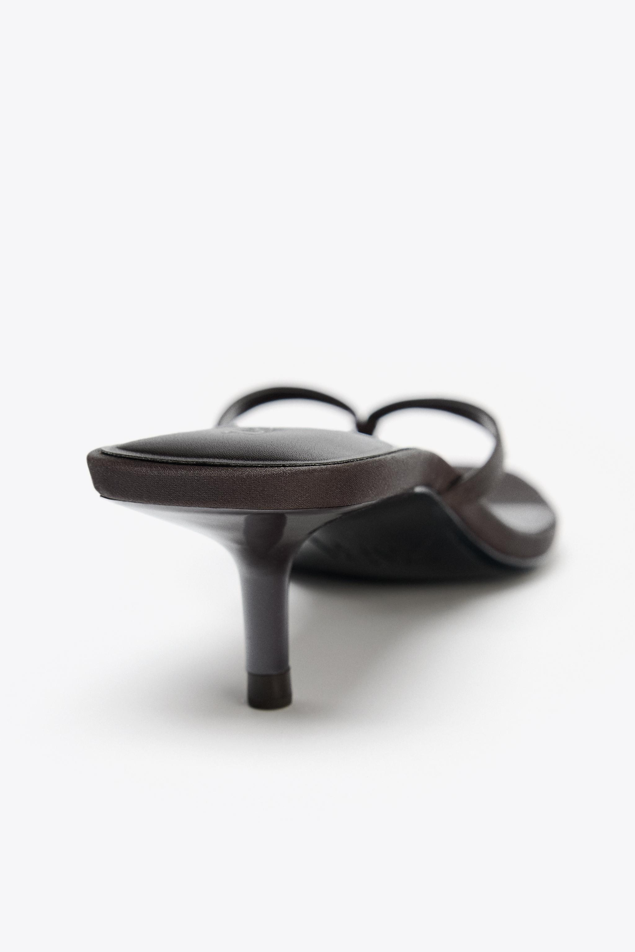 SATIN KITTEN HEEL SANDALS | Zara US