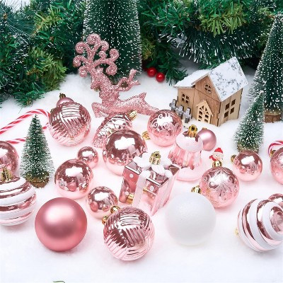 Joyfy Christmas Ornaments, Christmas Tree Decorations Indoor, 66ct Pink Christmas Assorted Ornament Set, Hanging Balls, Tree & Wreath Decor | Target