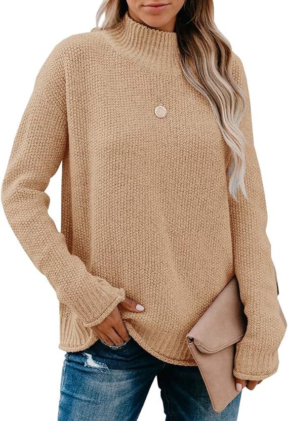 Saodimallsu Womens Turtleneck Oversized Sweaters Chunky Long Sleeve Loose Casual Pullover Slouchy... | Amazon (US)