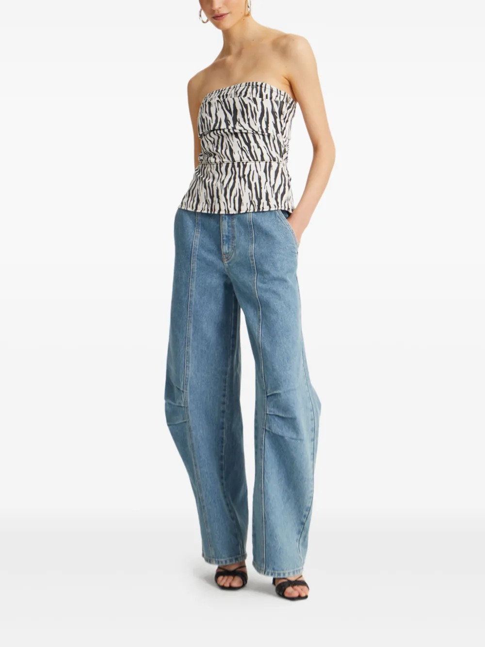 ROTATE BIRGER CHRISTENSEN zebra-print Strapless Top | White | FARFETCH | Farfetch Global