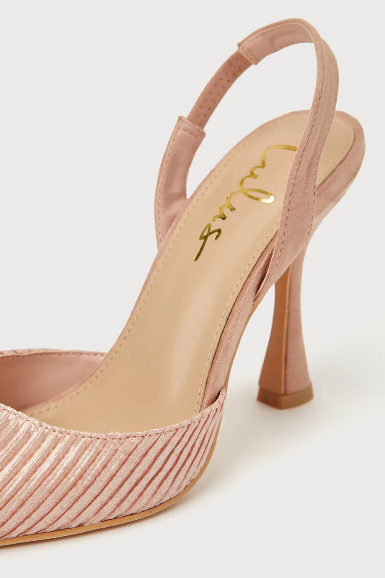 Rhoads Rose Gold Pleated Satin Pointed-Toe Slingback Pumps | Lulus