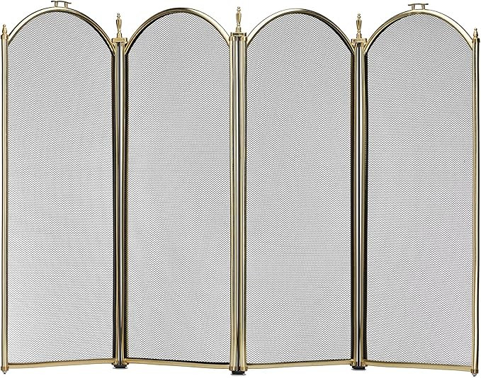 UniFlame, S41010PB, 4 Fold Polished Brass Fireplace Screen | Amazon (US)