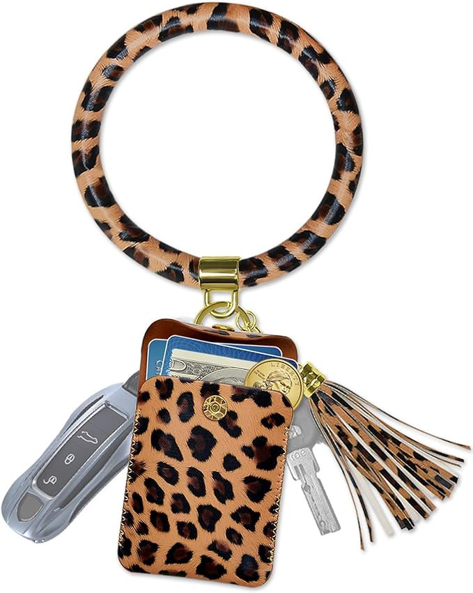 Doormoon Keychain Wallet Wristlet, Women Tassel Key Chain Bracelet Ring Circle Bangle | Amazon (US)