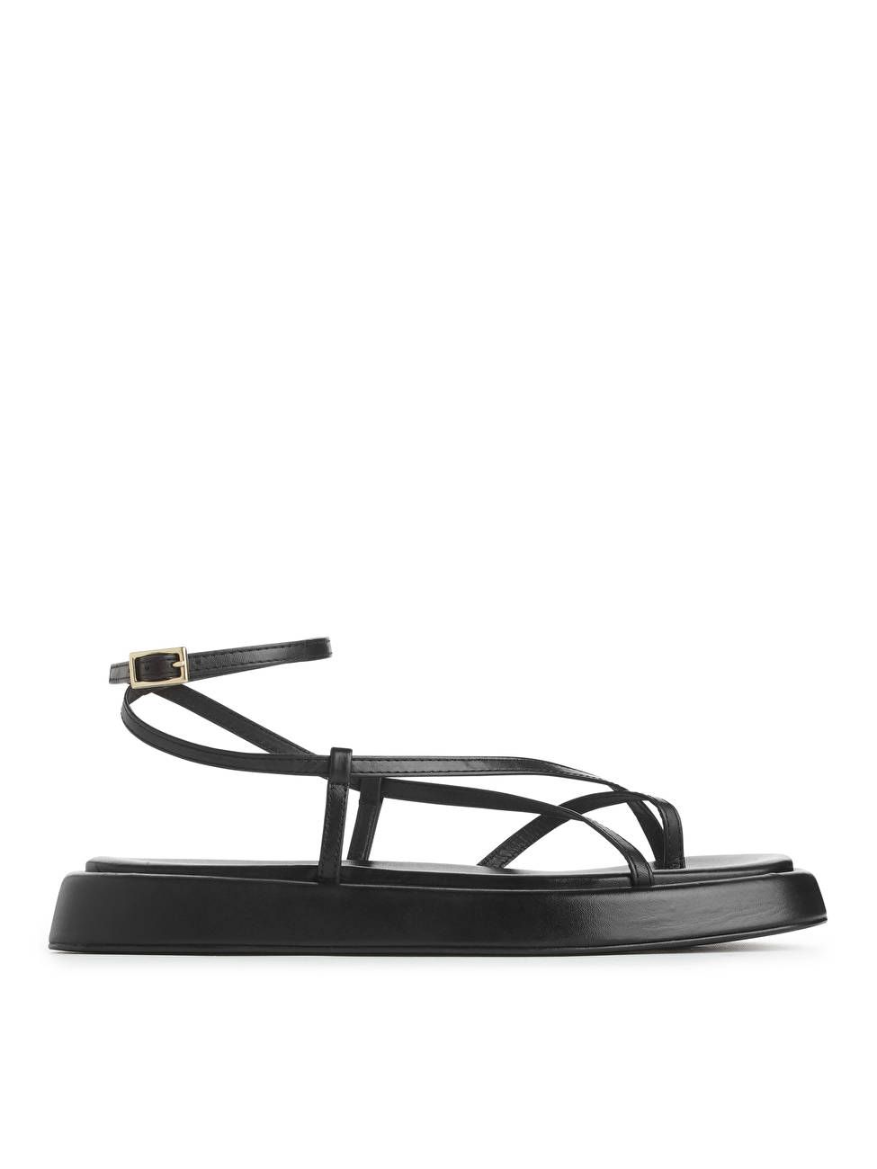 Leather Strap Sandals - Black - ARKET NL | ARKET (US&UK)