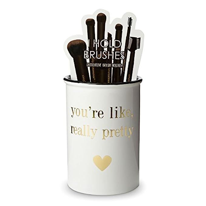 Tri-coastal Design Ceramic Makeup Brush Holder Storage You're Like Really Pretty Cosmetic Organizer  | Amazon (US)