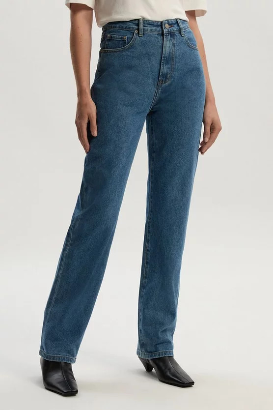 Rigid Denim  High Rise Straight Leg Jean | Karen Millen UK + IE + DE + NL