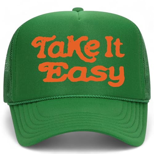 Take It Easy Trucker Hat | Vintage Cowboy Cowgirl Western Funny Country Summer | Premium Foam Snapback Hat for Men & Women (US, Alpha, One Size, Kelly) | Amazon (US)