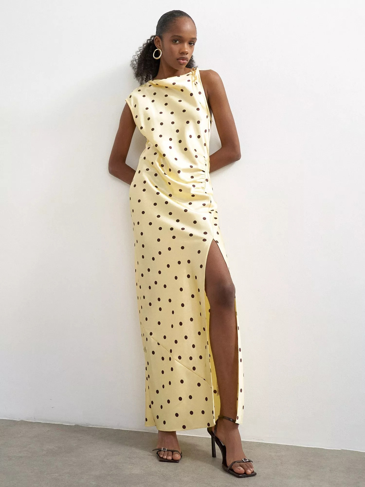 Polka Dot Mix Dress, Yellow/Black, 14 | John Lewis (UK)
