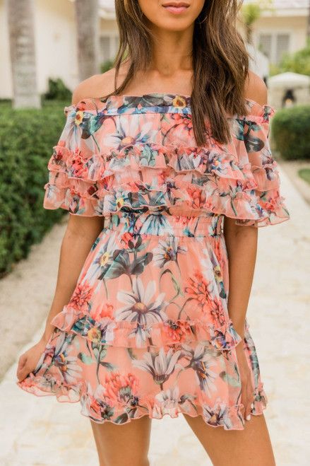 Just Between Us Peach Floral Dress SALE | The Pink Lily Boutique