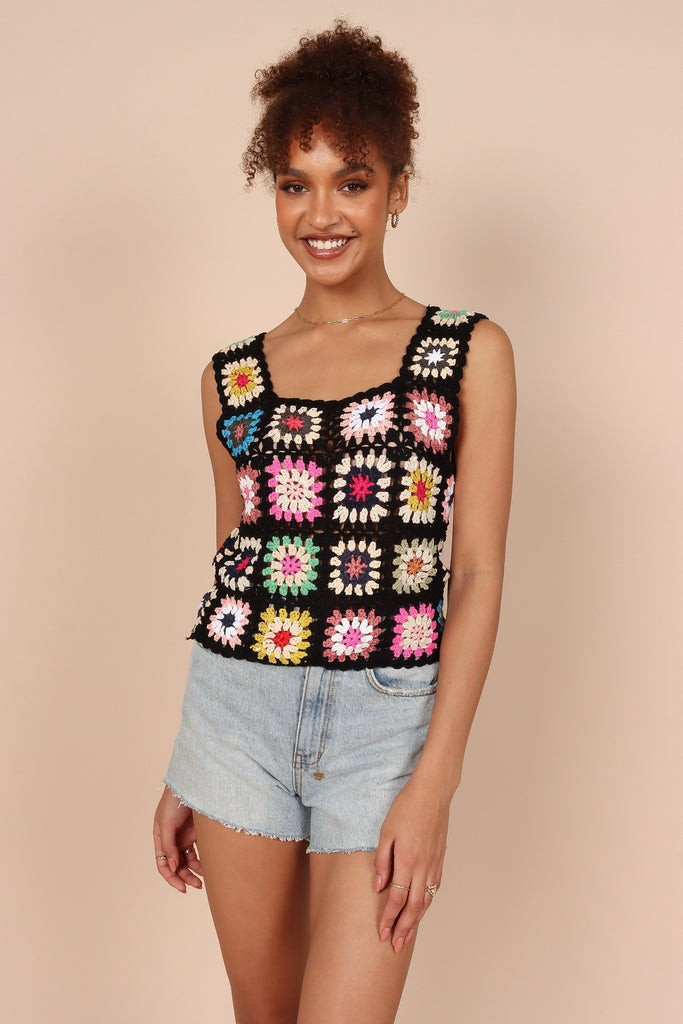 Saskia Crochet Top - Black Multi | Petal & Pup (US)
