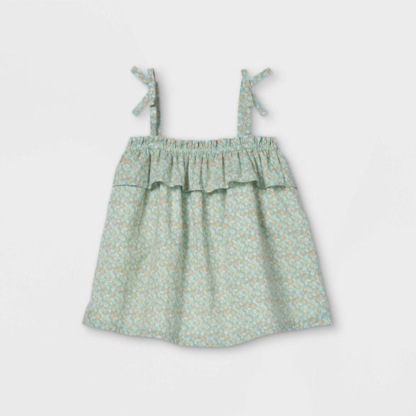 OshKosh B'gosh Toddler Girls' Floral Ruffle Tank Top - Blue | Target