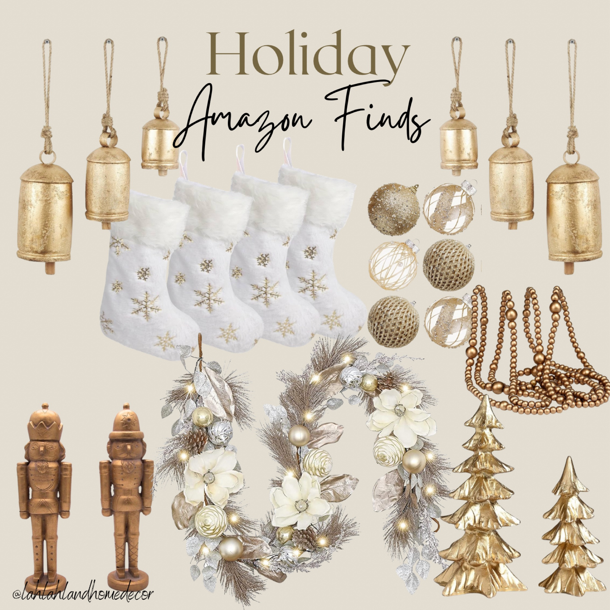 Amazon Holiday finds! Bells | christmas tree decorations decor | garland | gold | ornaments | stockings 

#LTKHoliday #LTKSaleAlert #LTKFindsUnder50