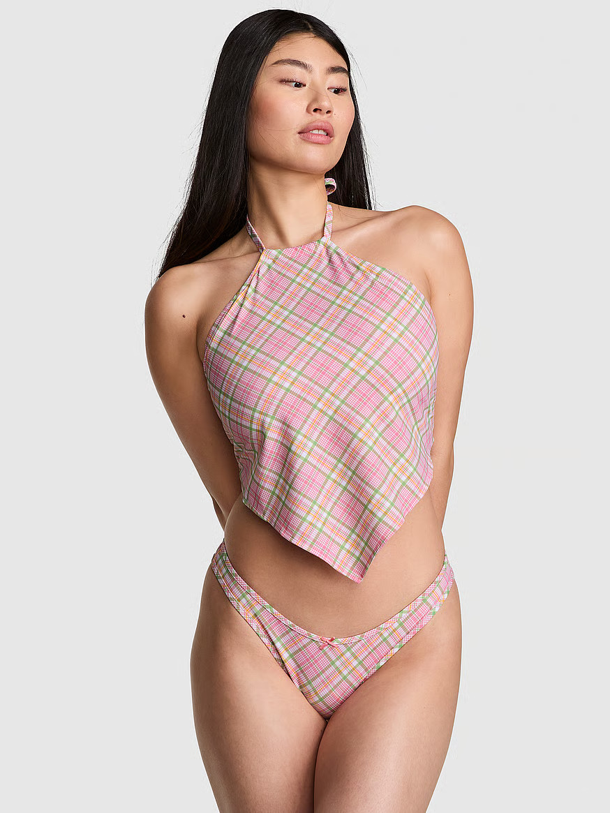 Buy Maya Halter Bikini Top, Strawberry Plaid - Order Bikini Top online - PINK US | Victoria's Secret (US / CA )