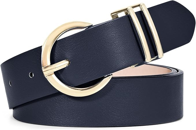 WHIPPY Women Leather Belt Fashion Designer belt Gold Buckle Ladies Belt for Jeans Pants Dresses | Amazon (US)