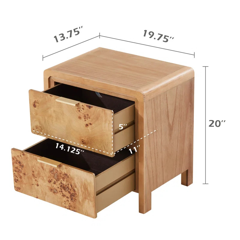 Langley Street® Manish Rustic Farmhouse 2 - Drawer Nightstand with Burl Finish "& Reviews" | Way... | Wayfair North America