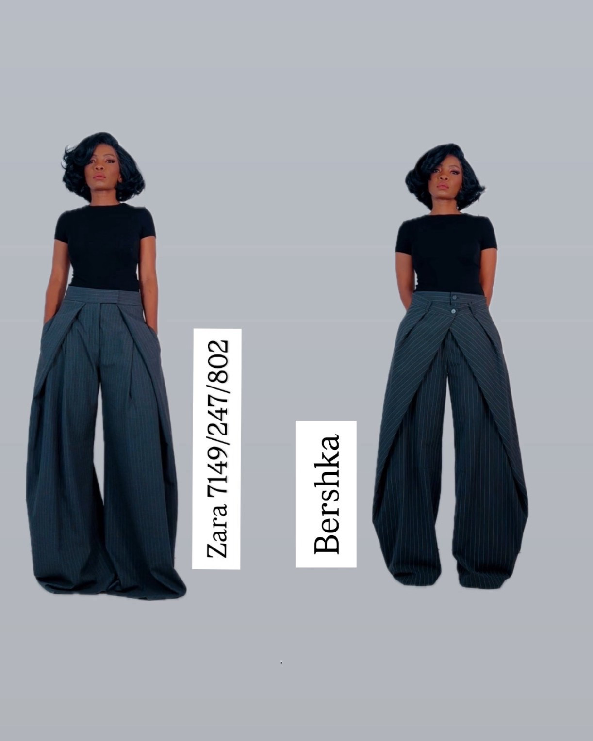 Grey Striped trousers from Zara 7149/247/802 and Bershka