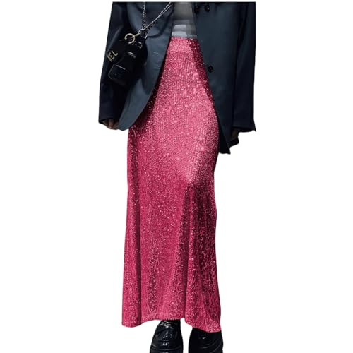 JUMISEE Women’s Silver Sequin Midi Skirt Stretchy High Waist Long Skirt Glitter Pencil Skirt fo... | Amazon (US)
