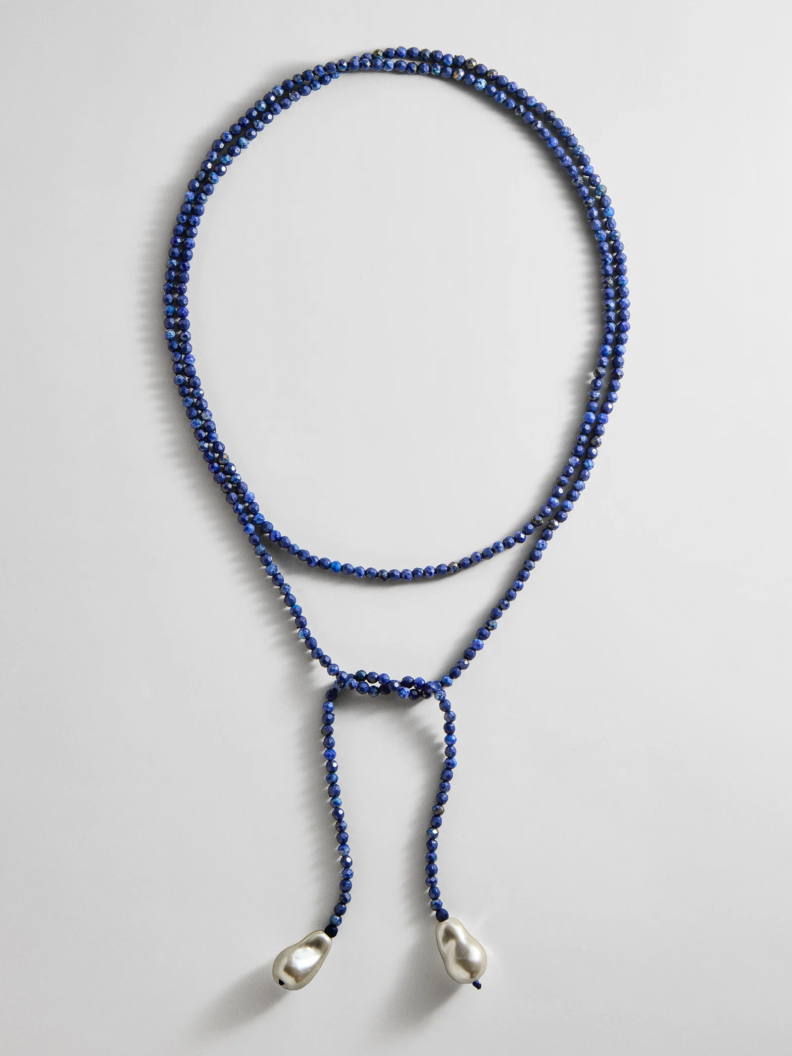 Semi-Precious Pearl Wrap Necklace - Lapis | BaubleBar