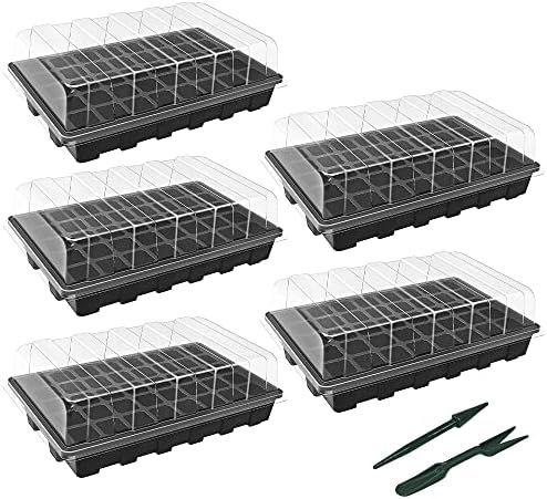 Gardzen 5-Set Garden Propagator Set, Seed Tray Kits with 200-Cell, Seed Starter Tray with Dome and B | Amazon (US)