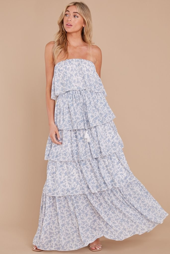 Keep It Up Blue Floral Print Maxi Dress | Red Dress 