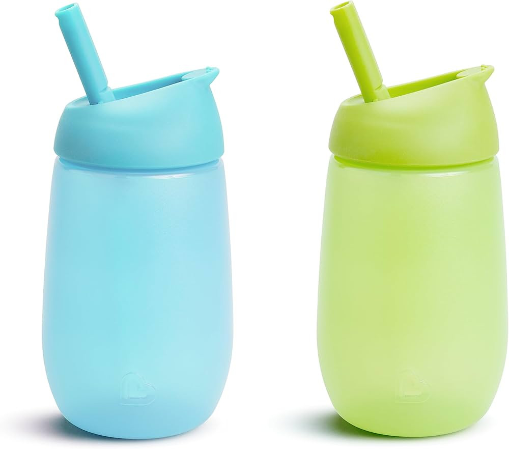 Munchkin® Simple Clean™ Toddler Straw Cup, 10 Ounce, 2 Count (Pack of 1), Blue/Green | Amazon (US)