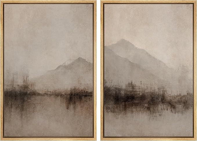 MUDECOR Framed Canvas Print Wall Art Set Abstract Mountain Landscape Soft Earth Tones Illustratio... | Amazon (US)
