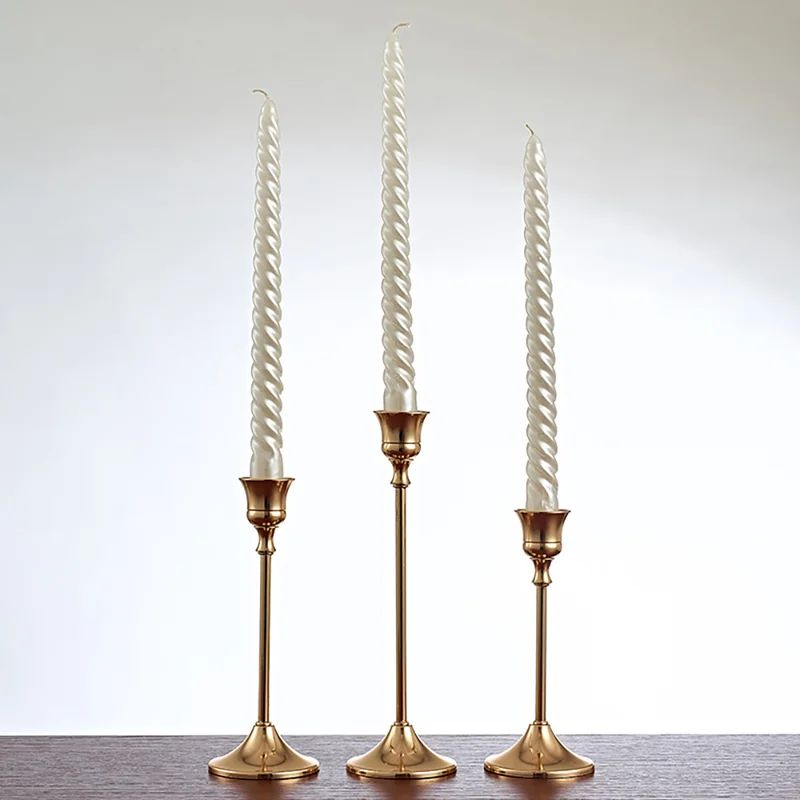 3 Candle Holders For Taper Candles Gold For Wedding, Dinning, Party, Housewarming Gift (Set of 3) | Wayfair North America