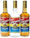 Torani Coffee Syrup Variety Pack - Vanilla, Caramel, Hazelnut, 3-Count, 25.4-Ounce Bottles | Amazon (US)