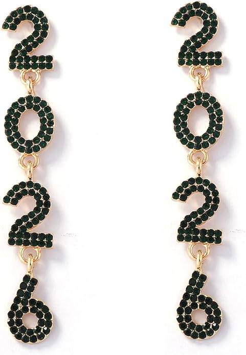 2026 Happy New Year Earrings Sparkly Rhinestone NYE Crystal Beaded Dangle Christmas Festive New Y... | Amazon (US)