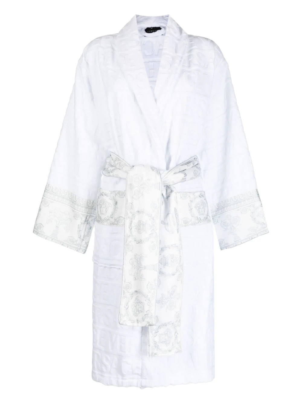 Versace Medusa-print logo-jacquard robe - White | Farfetch Global