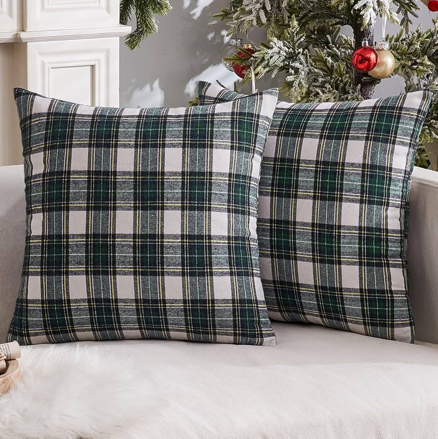 MIULEE Christmas Set of 2 Scottish Tartan Plaid Throw Pillow Covers Farmhouse Classic Decorative ... | Amazon (US)