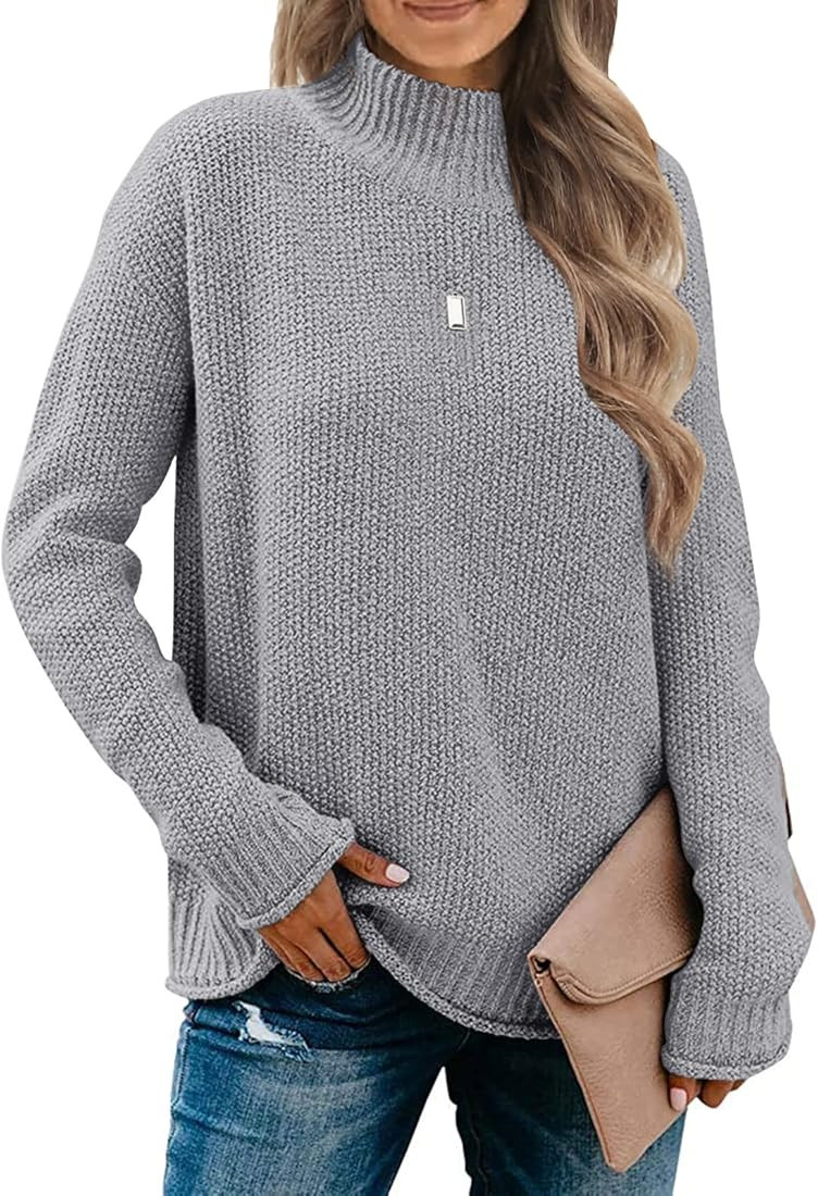 MEROKEETY Women's Long Sleeve Turtleneck Cozy Knit Sweater Casual Loose Pullover Jumper Tops | Amazon (US)