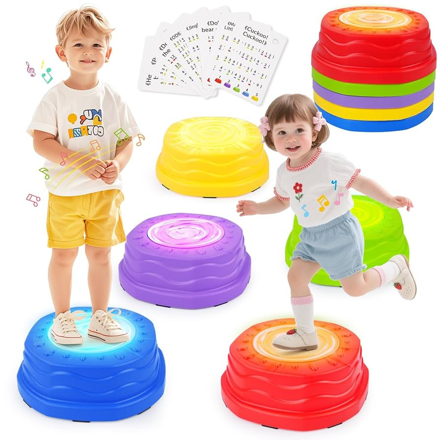 Stepping Stones for Kids,Toddler Stepping Stones Indoor & Outdoor, 5pcs Light up & Music Non-Slip... | Amazon (US)