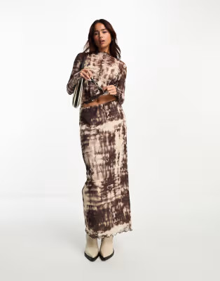 Vero Moda – Oberteil und Rock aus Mesh mit abstraktem Print in Schwarz/Weiß | ASOS (Global)