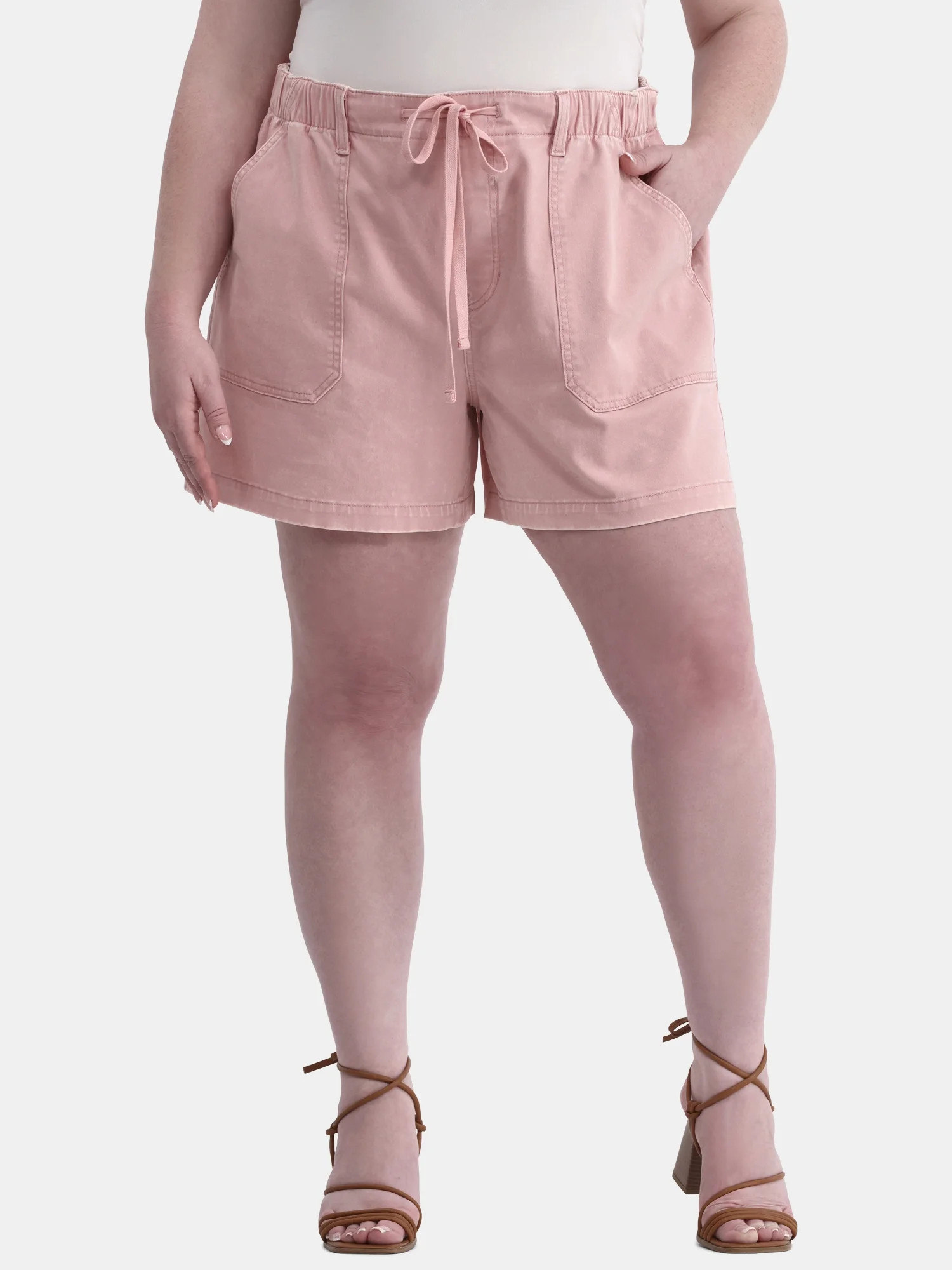 Terra & Sky Women's Plus Size Pull On Denim Shorts, 5" Inseam, Sizes 0X-4X | Walmart (US)