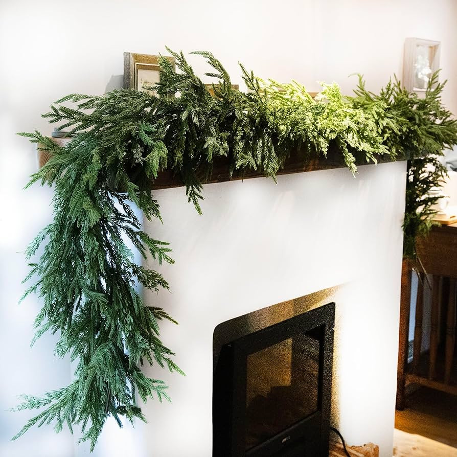 9ft Handmade Christmas Garland,Artificial Norfolk Pine Needles Greenery Seasonal Garland for Chri... | Amazon (US)