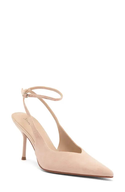 Jeffrey Campbell Executive Ankle Strap Pointed Toe Slingback Pump in Beige Suede at Nordstrom, Size 11 | Nordstrom