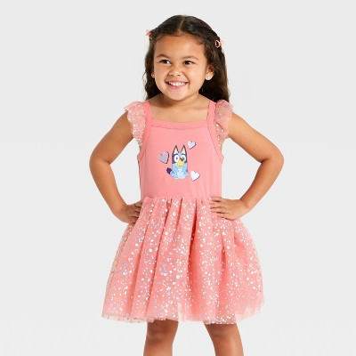 Toddler Girls' Bluey Tulle Ballerina Dress - Pink 4T | Target