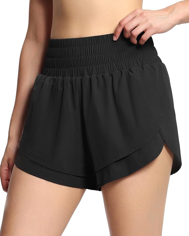 THE GYM PEOPLE Women's High Waisted Worktout Shorts Quick Dry Running Athletic Shorts with Mesh L... | Amazon (US)