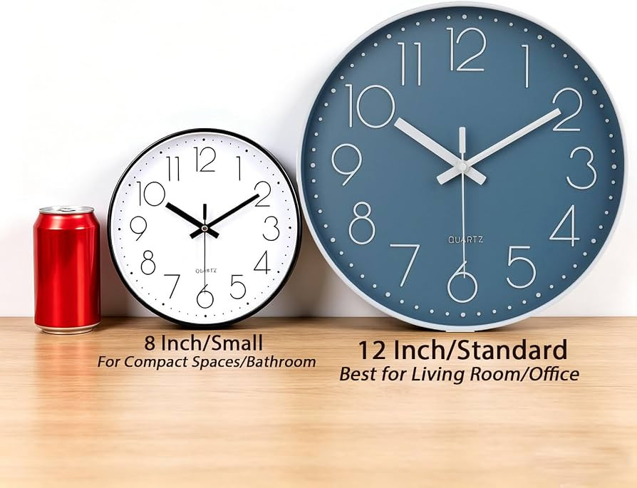 jomparis 12 Inch Silent Non-Ticking Battery Operated Quality Quartz Round Wall Clock Modern Decor... | Amazon (US)