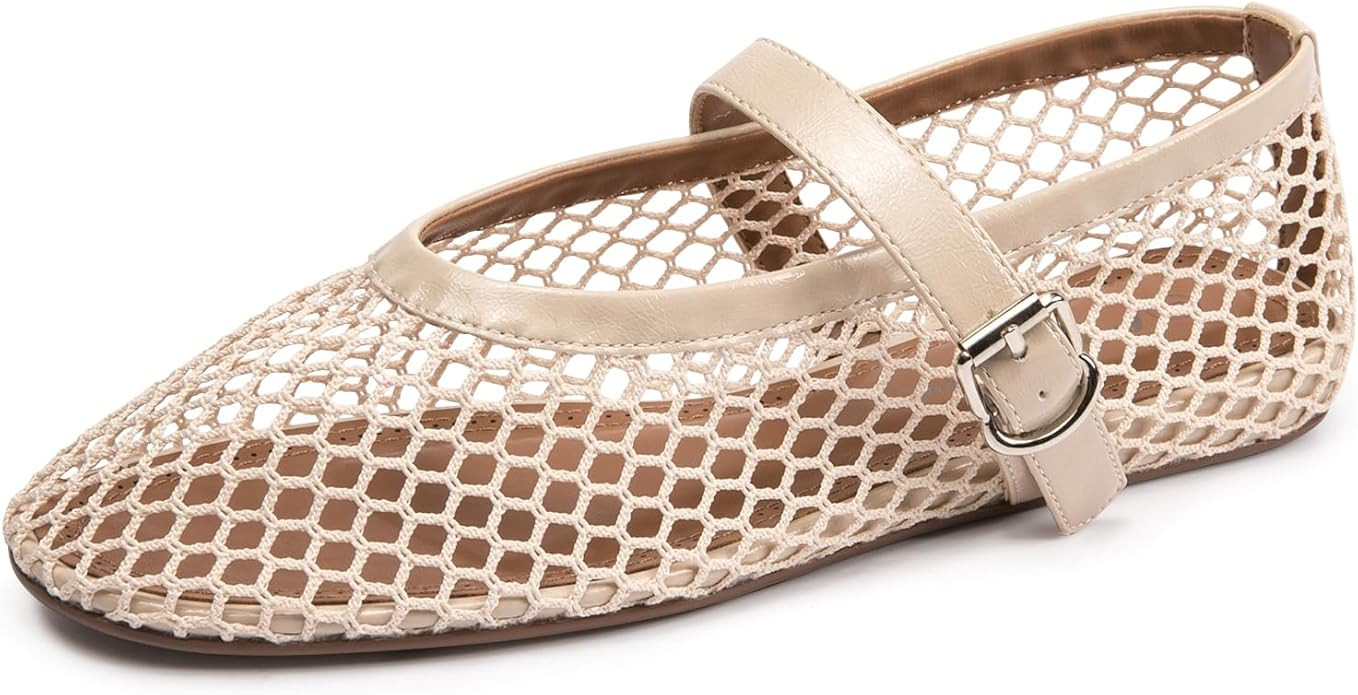 FUNKYMONKEY Women's Mesh Ballet Flats Casual Round Toe Mary Jane Flats Shoes | Amazon (US)