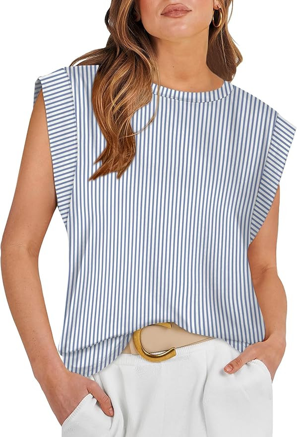 WIHOLL Cap Sleeve Tops for Women Summer Top Basic Tee Shirts Business Casual Tank Loose Fit 2026 ... | Amazon (US)