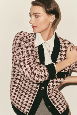 Maeve Houndstooth Cardigan Sweater | Anthropologie (US)