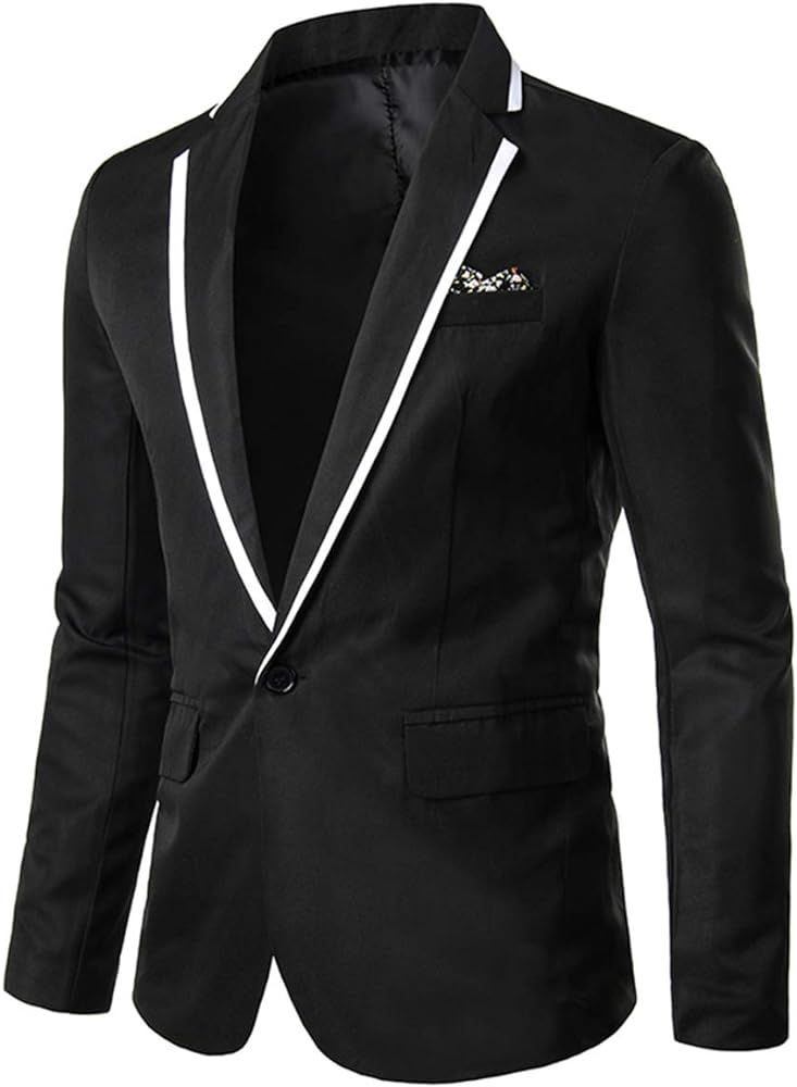 Cloudstyle Mens Casual Slim Fit Suit Jacket 1 Button Daily Blazer Business Sport Coat Tops | Amazon (US)