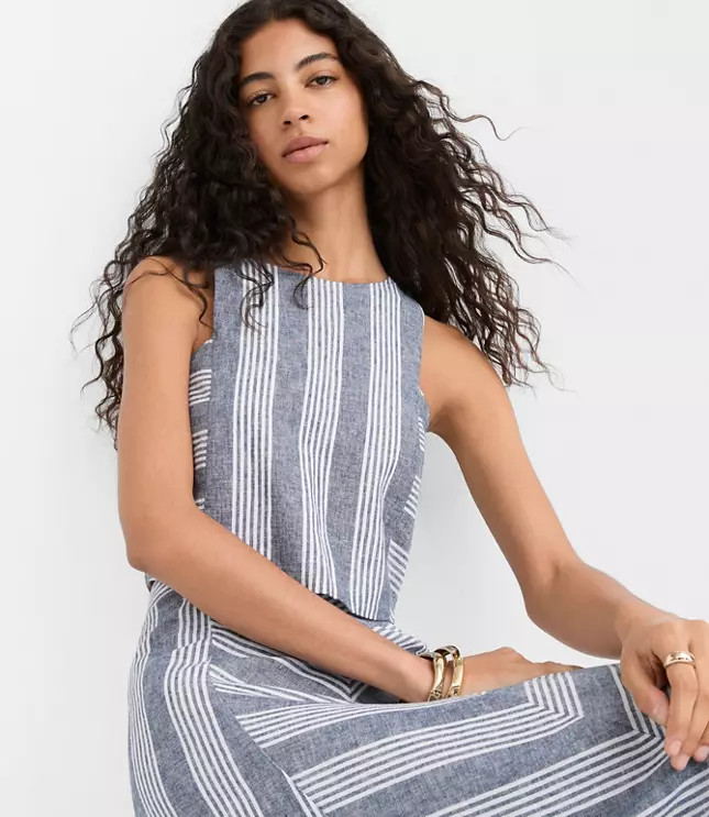 Petite Striped Linen Cotton Shell | LOFT