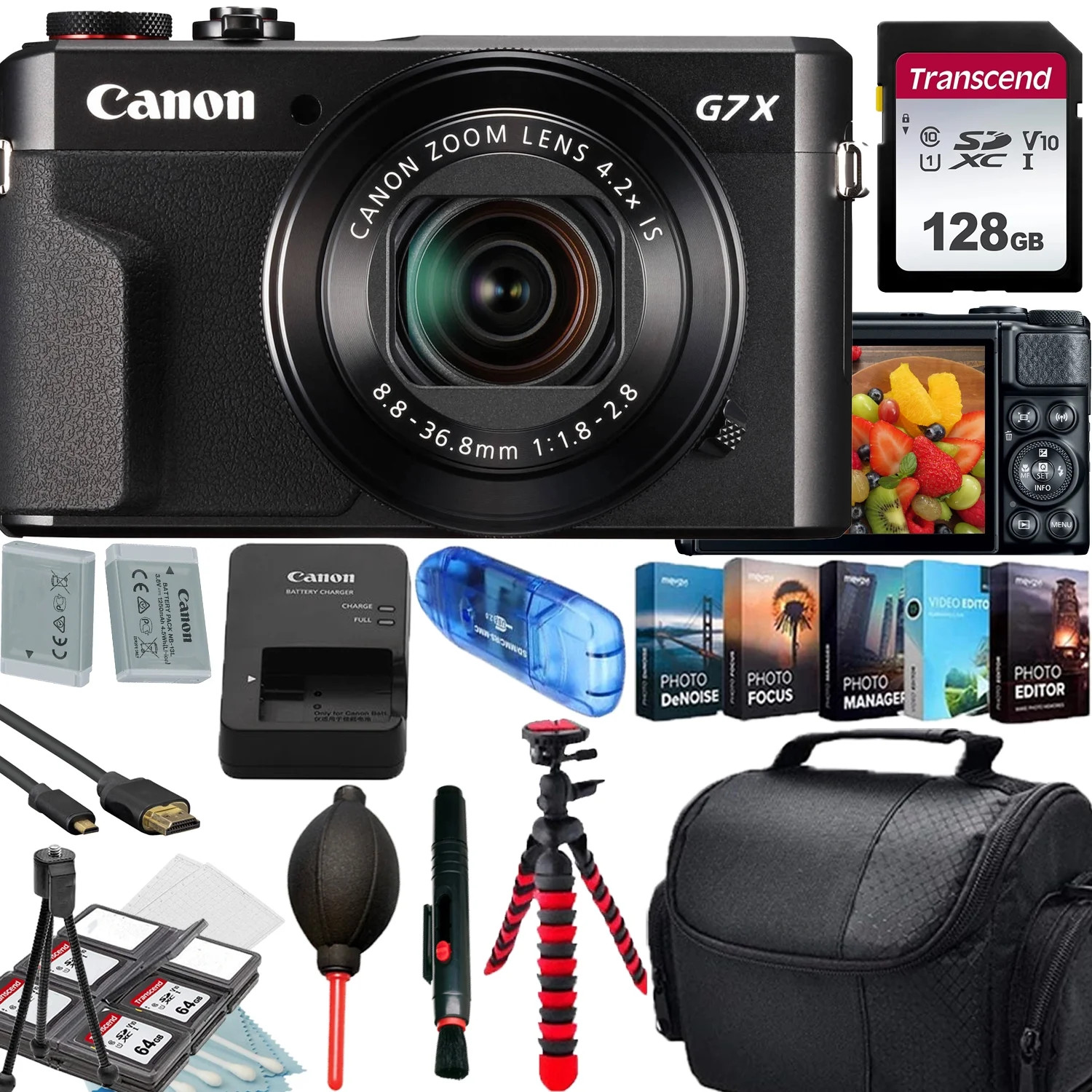 Canon PowerShot G7 X Mark II Digital Camera (Black)+128GB Memory Card+Camera Shoulder Bag+12 inch... | Walmart (US)